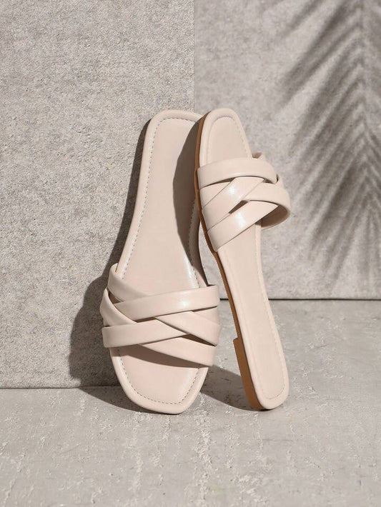 BEIGE COMFY SLIDES
